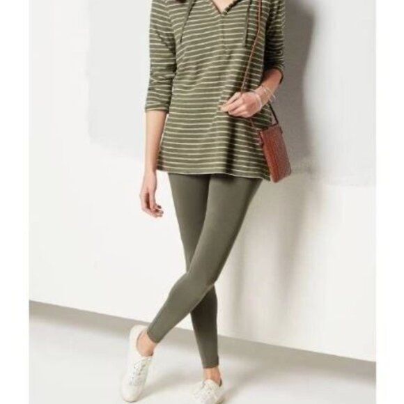 J.Jill NWT Perfect Pima Ankle Length Leggings Sz L Olive Green Comfy Athleisure - Picture 1 of 6